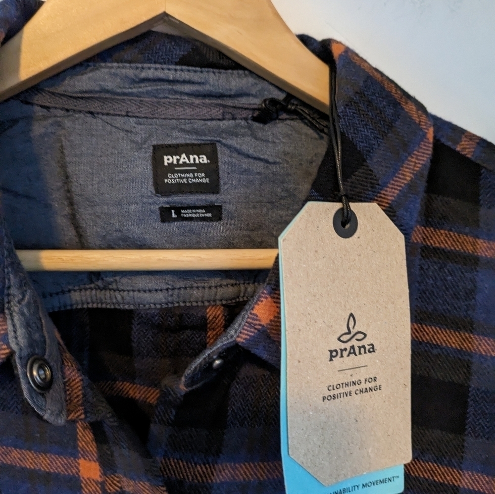 PRANA Women's Golden Canyon Cotton Flannel Button Down Shirt Shacket Size L - Picture 5 of 8